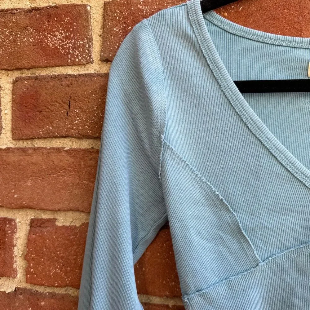 Free People We The Free Women's Lightning Long Sleeve Tee blue XS NEW